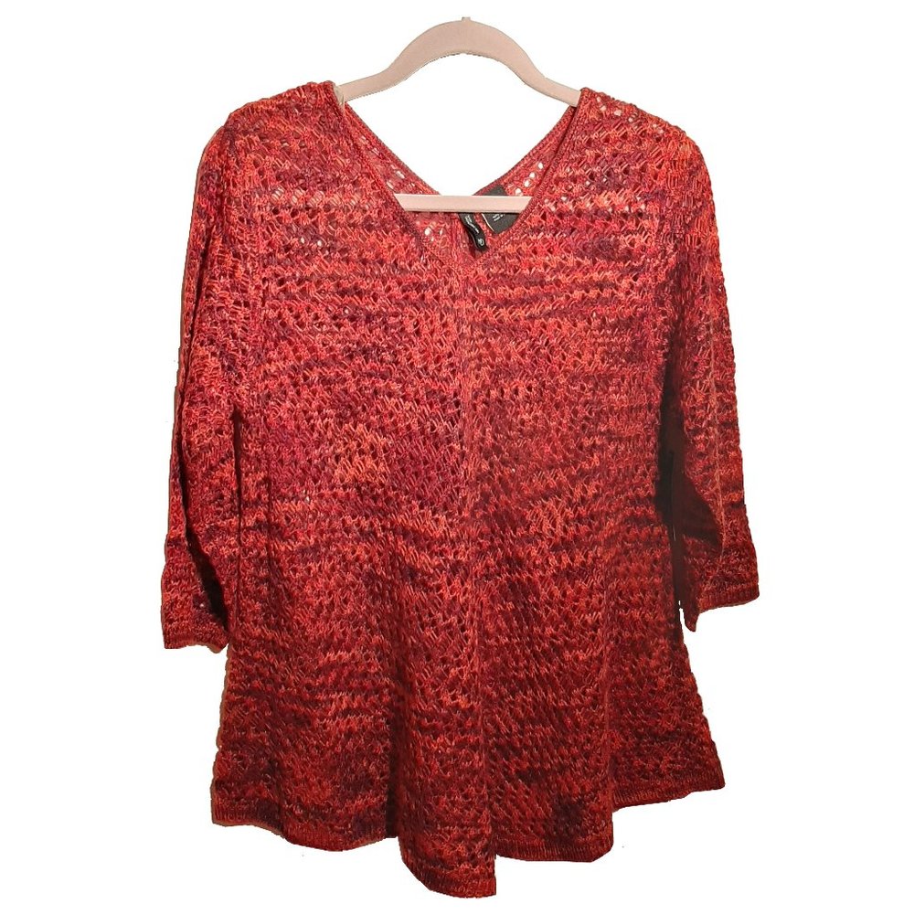 New Directions Loose Weave Burgundy Sweater (PXL)
